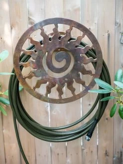 Rustic Sun Wall-Mount Garden Hose Hanger