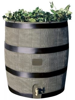 Round Rain Barrel With Planter, 35 Gallons -Green Garden Shop 8612856BK 08V tif