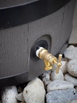 Round Rain Barrel With Planter, 35 Gallons -Green Garden Shop 8612856BK 10V tif