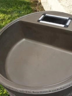 Round Rain Barrel With Planter, 35 Gallons -Green Garden Shop 8612856WALNT 02V tif