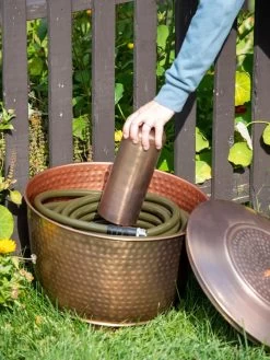 Hammered Copper Hose Pot With Lid -Green Garden Shop 8613311 0019